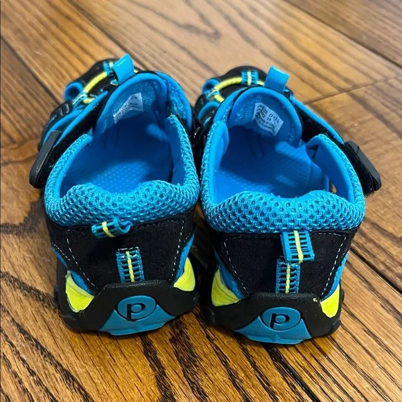Pediped Kids Sandals in Black and Blue with Yellow Accents - Picture 16 of 16